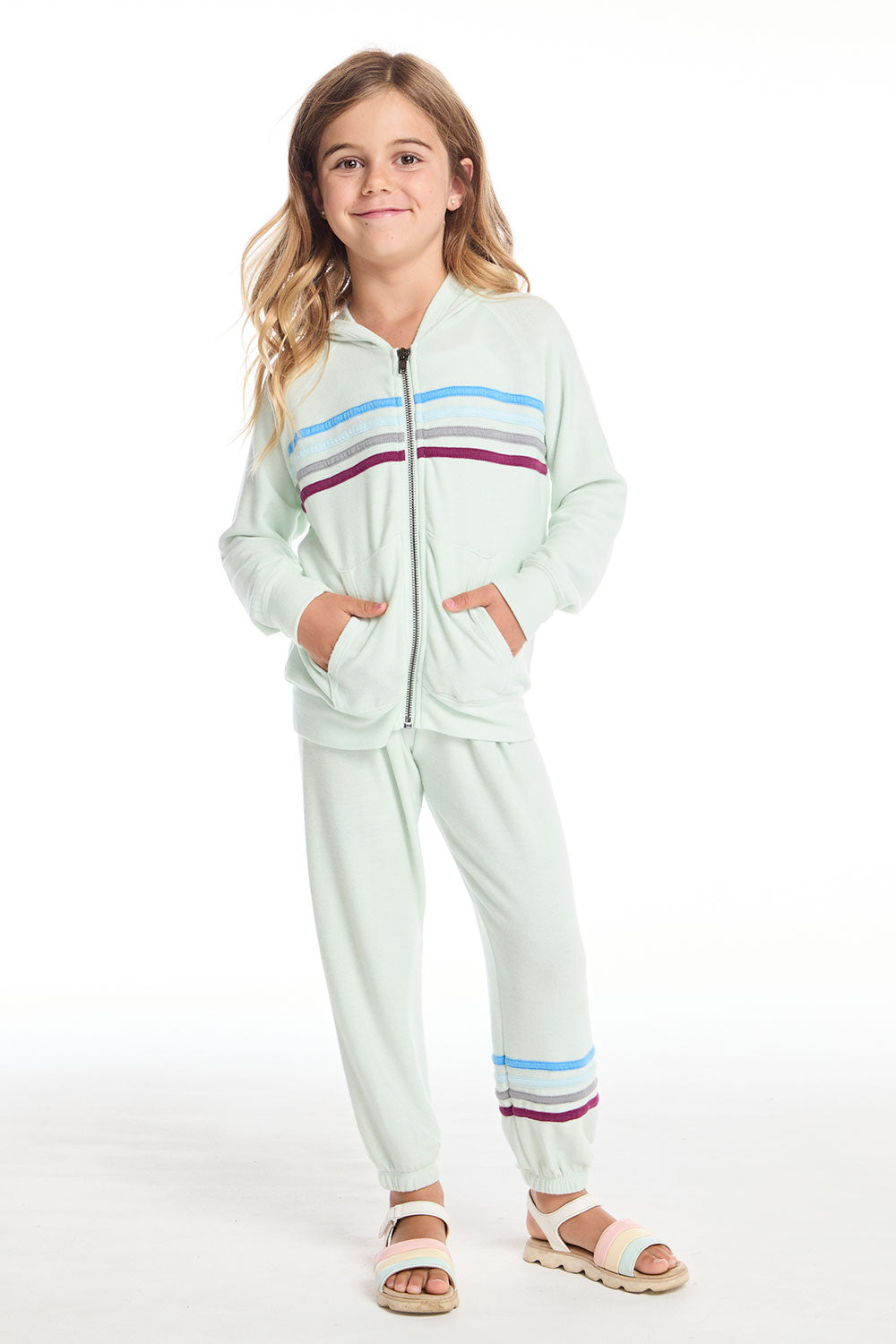 Slim Slouchy Mint Green Girls Pant with Strappings GIRLS chaserbrand