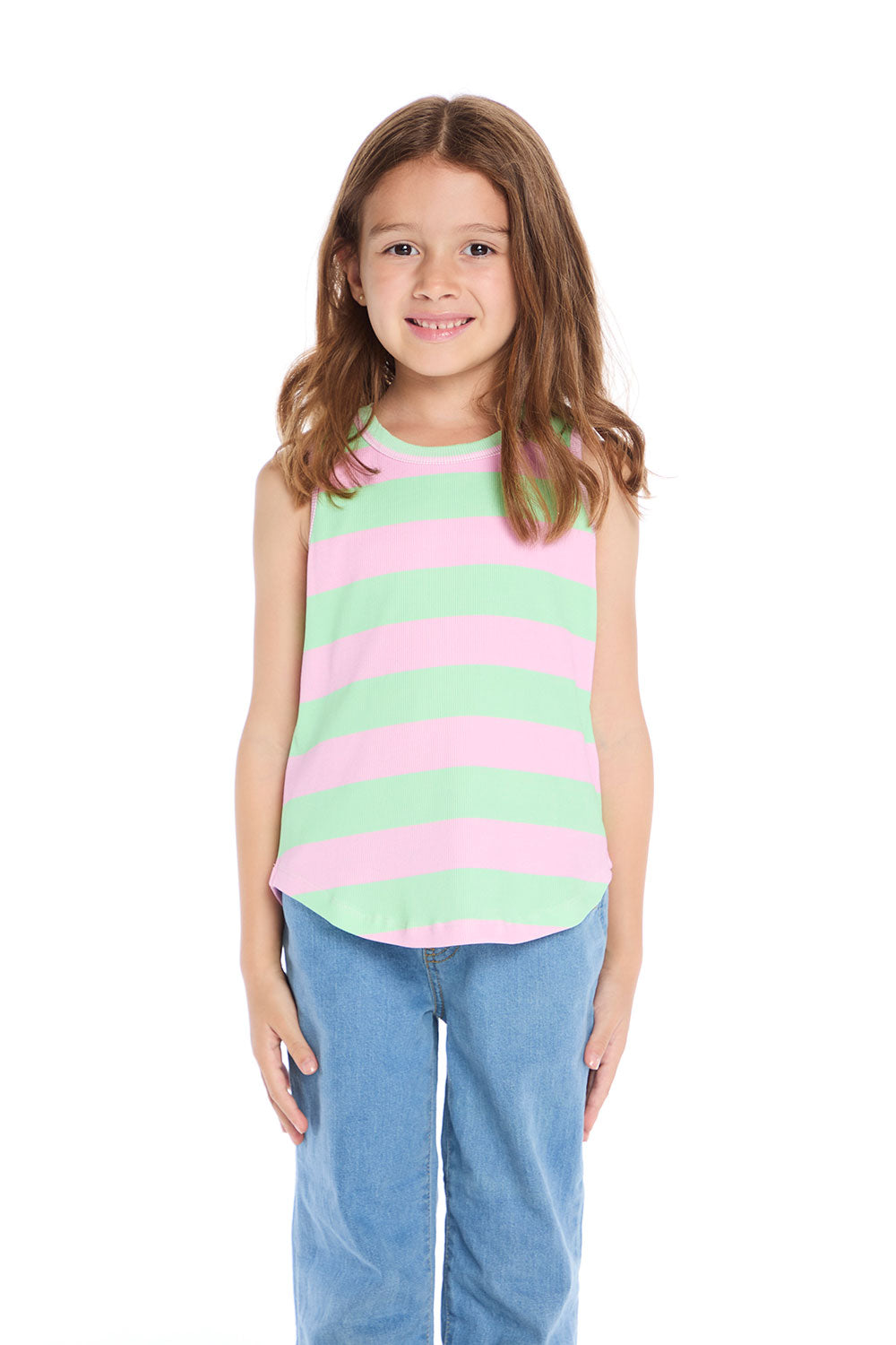 Pinky Aloe Stripe Shirttail Muscle Tee Girls chaserbrand