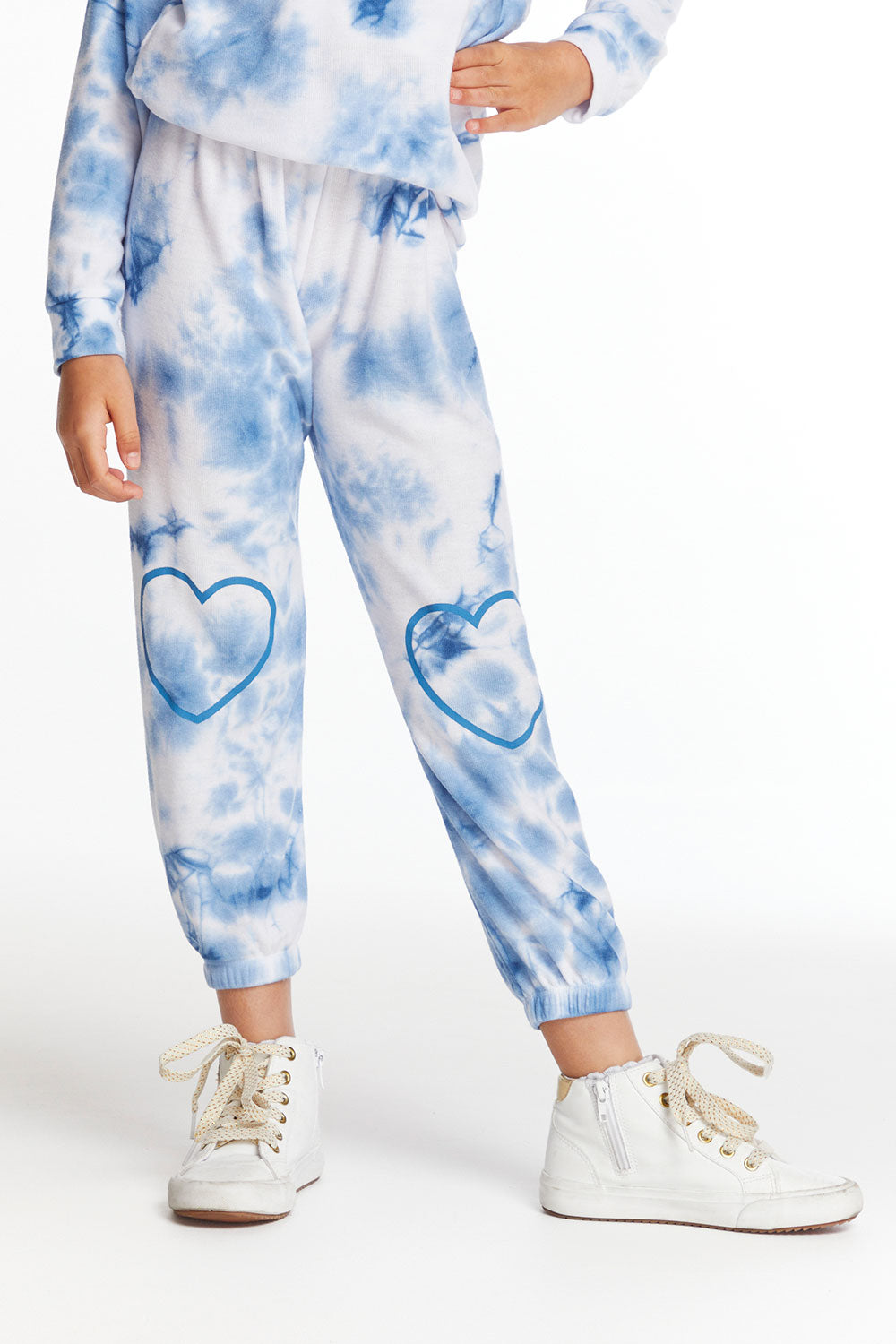 Denim Tie Dye Heart Cozy Knit Sweatpant Girls chaserbrand