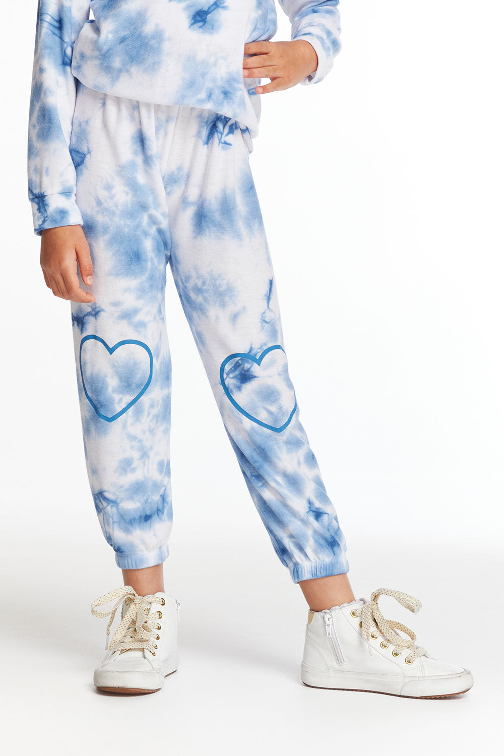 Denim Tie Dye Heart Cozy Knit Sweatpant Girls chaserbrand