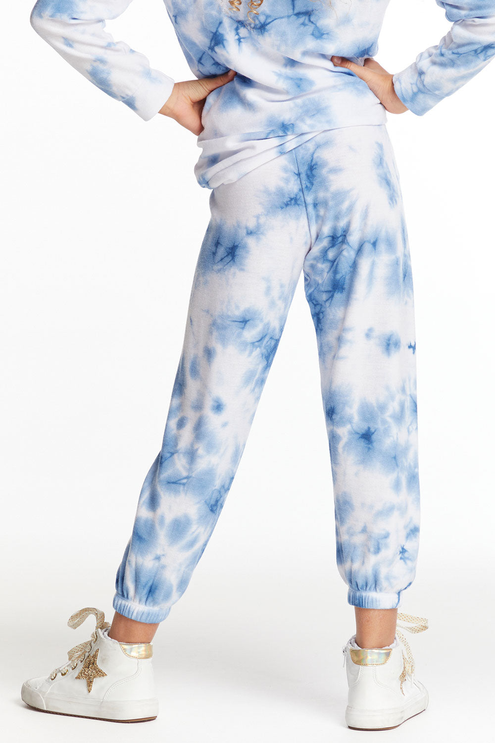 Denim Tie Dye Heart Cozy Knit Sweatpant Girls chaserbrand