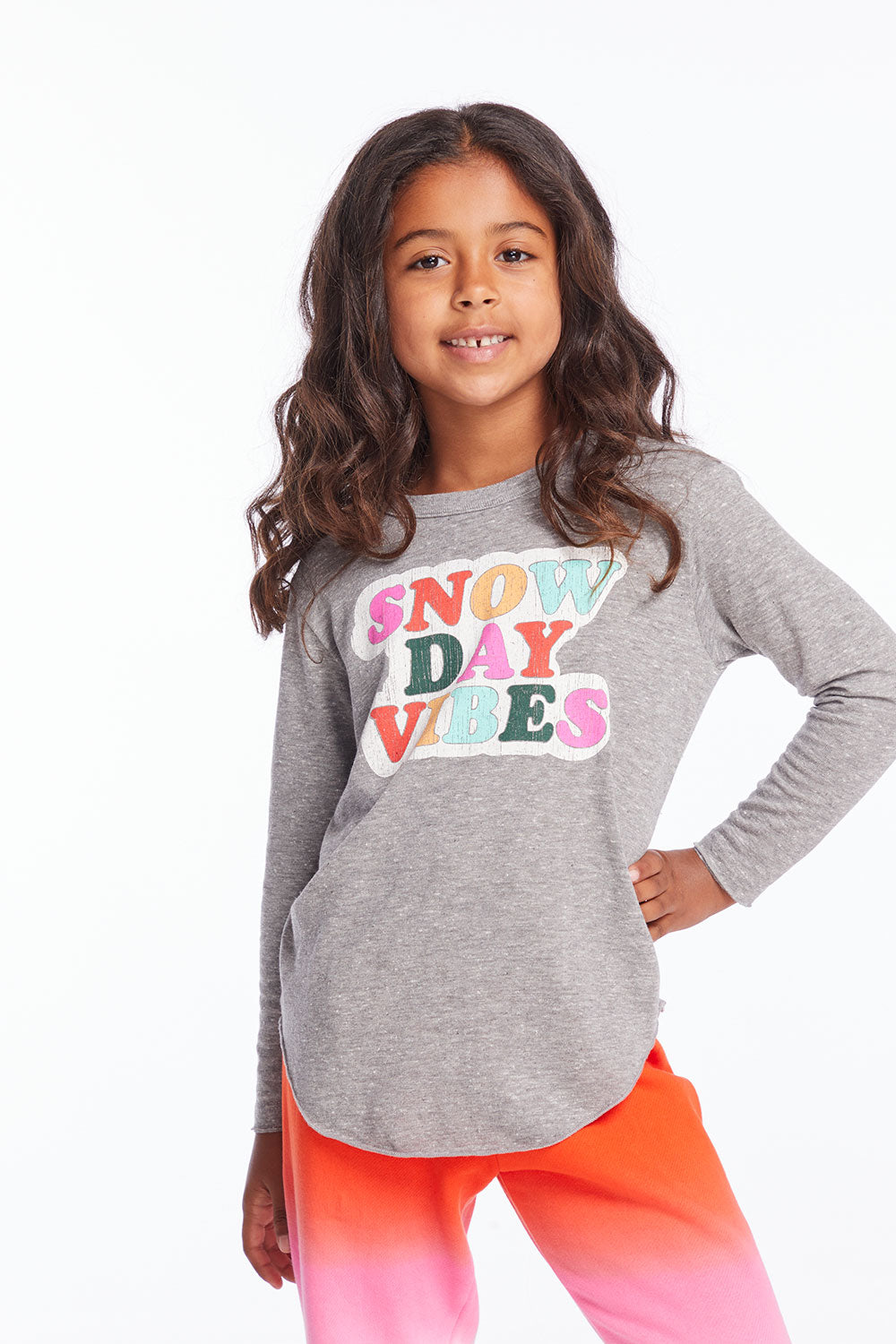 Snow Day Vibes Girls Long Sleeve Girls chaserbrand