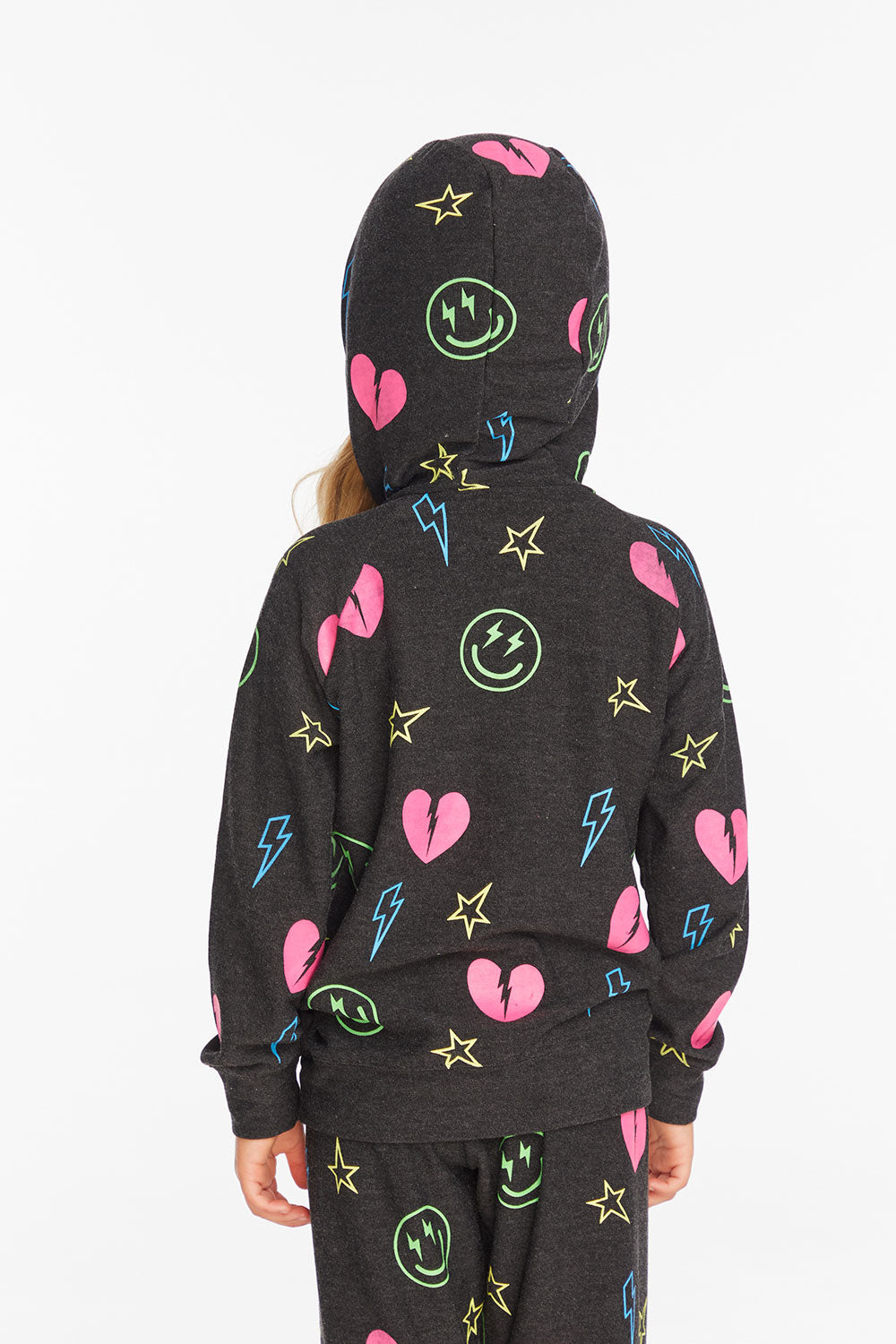 Neon Heart &amp; Smiles Girls Zip-up Hoodie Girls chaserbrand