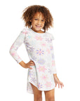 Long Sleeve Snowflake Dress with Shoulder Ruffle GIRLS chaserbrand