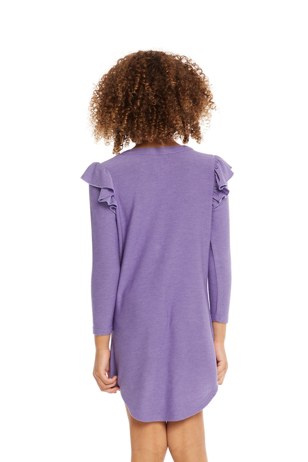Long Sleeve Veronica Purple Dress with Shoulder Ruffle GIRLS chaserbrand