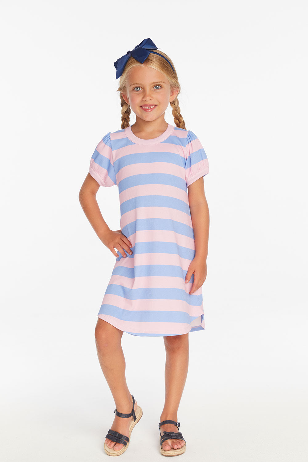 Puff Sleeve Bubblegum Stripe Dress Girls chaserbrand