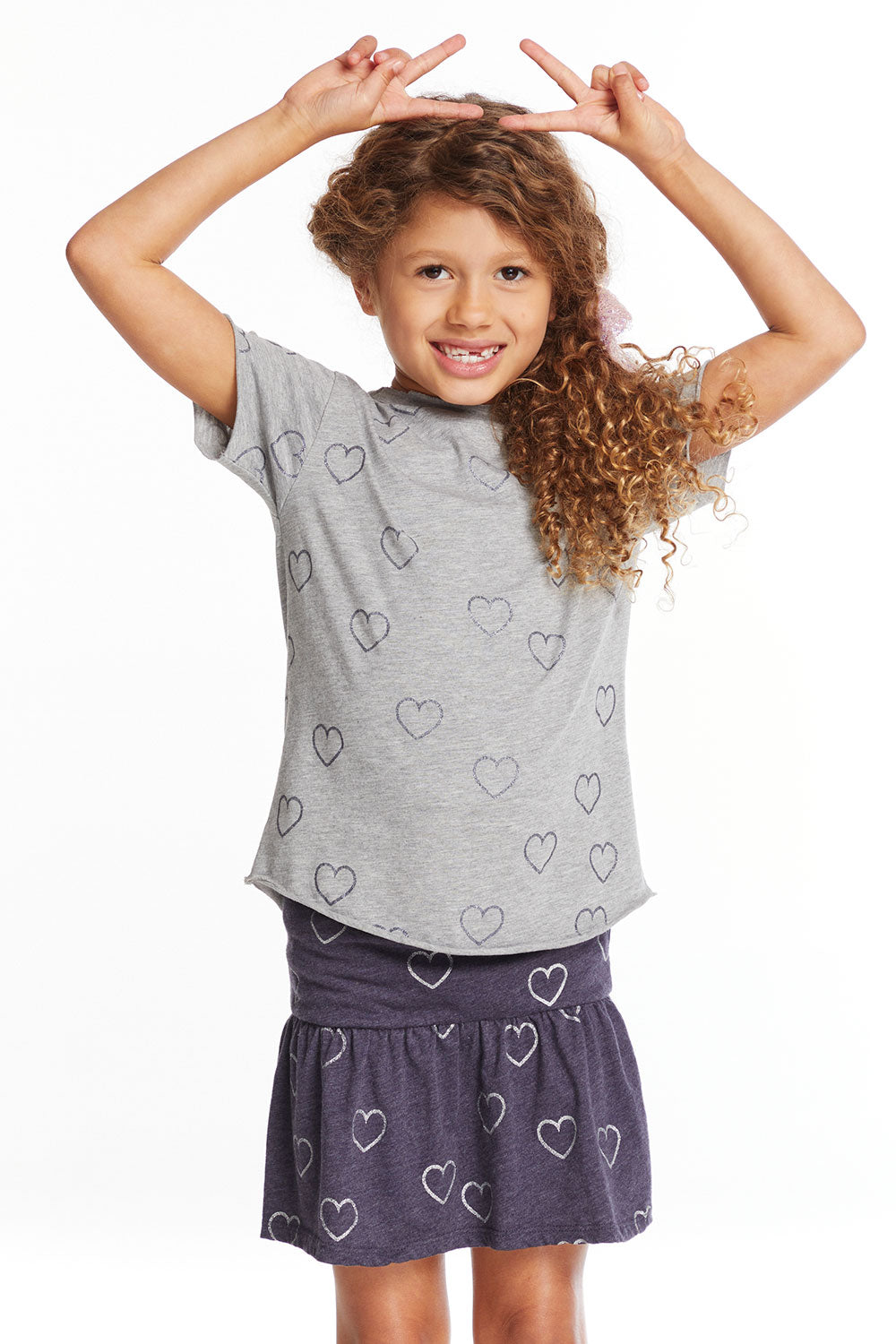 Glitter Hearts Girls Crew Neck Tee Girls chaserbrand