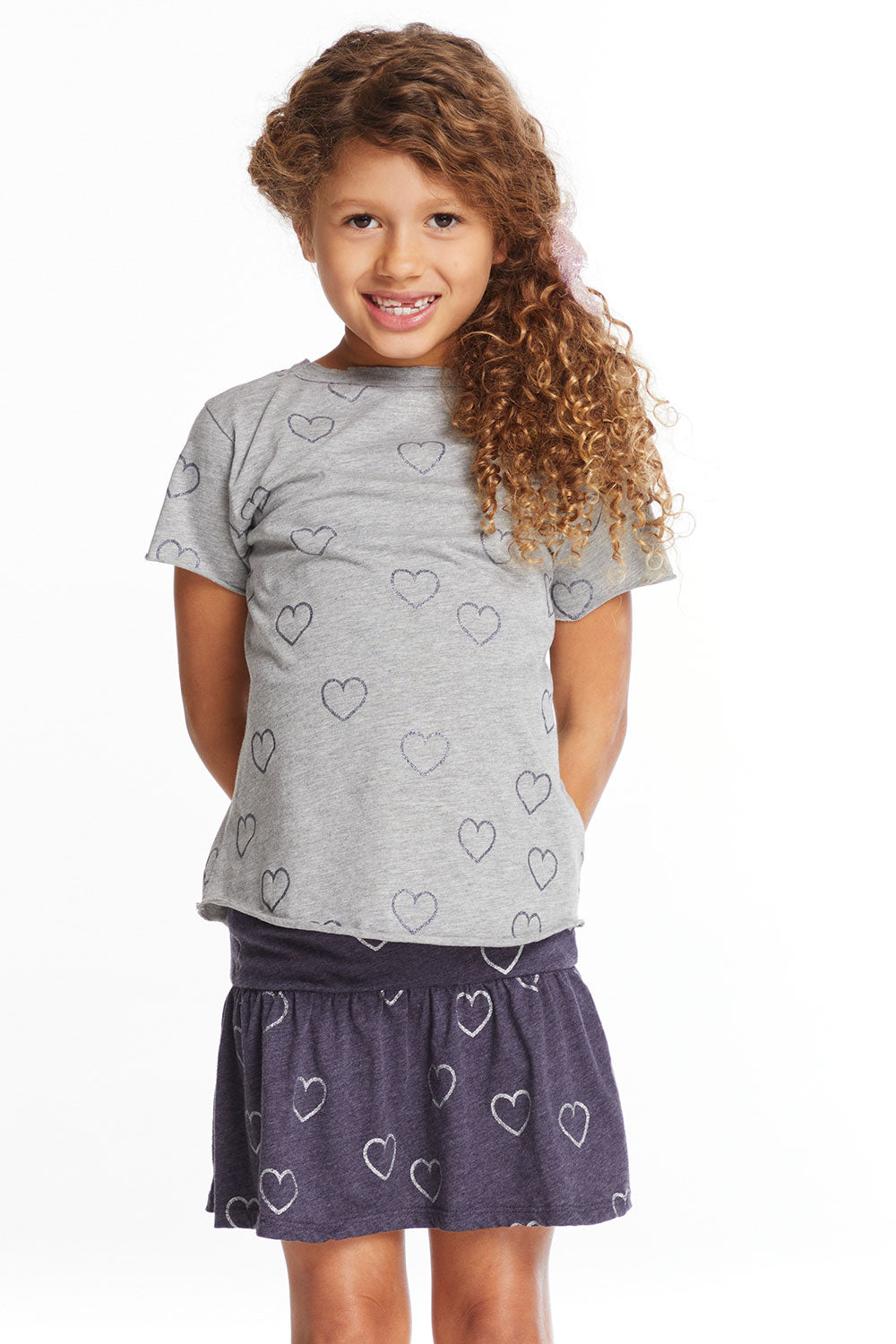 Glitter Hearts Girls Crew Neck Tee Girls chaserbrand