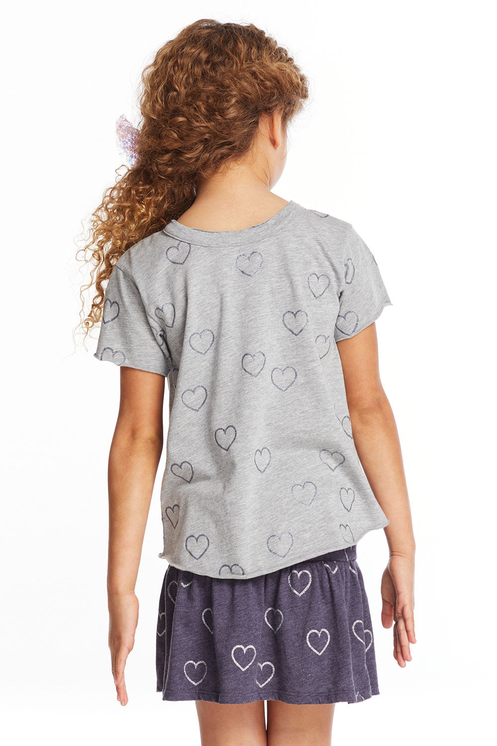 Glitter Hearts Girls Crew Neck Tee Girls chaserbrand