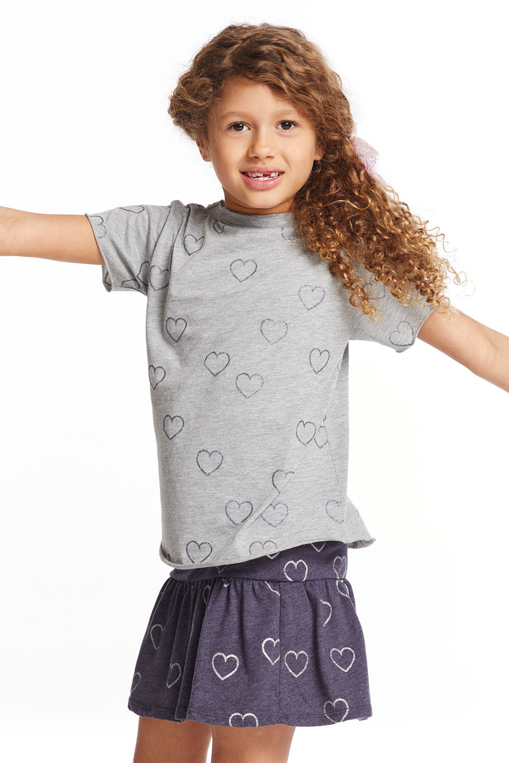 Glitter Hearts Girls Crew Neck Tee Girls chaserbrand
