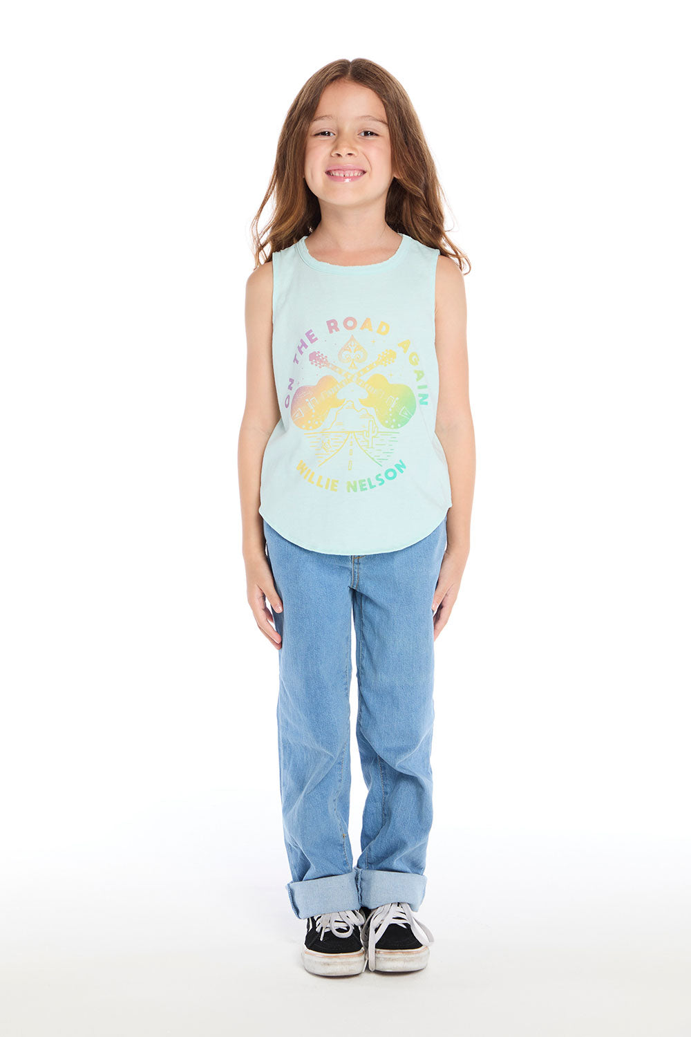 Willie Nelson On The Road Again Shirttail Muscle Tee Girls chaserbrand