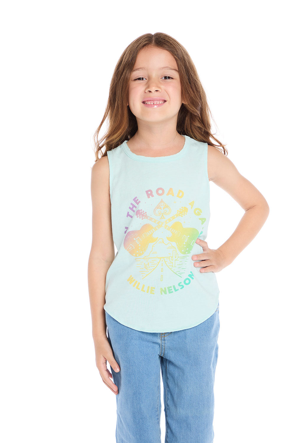 Willie Nelson On The Road Again Shirttail Muscle Tee Girls chaserbrand