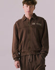 Front view of Est. 1905 Jacket in Kulaha Brown with varsity-style detailing.