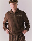 Front view of Est. 1905 Jacket in Kulaha Brown with varsity-style detailing.