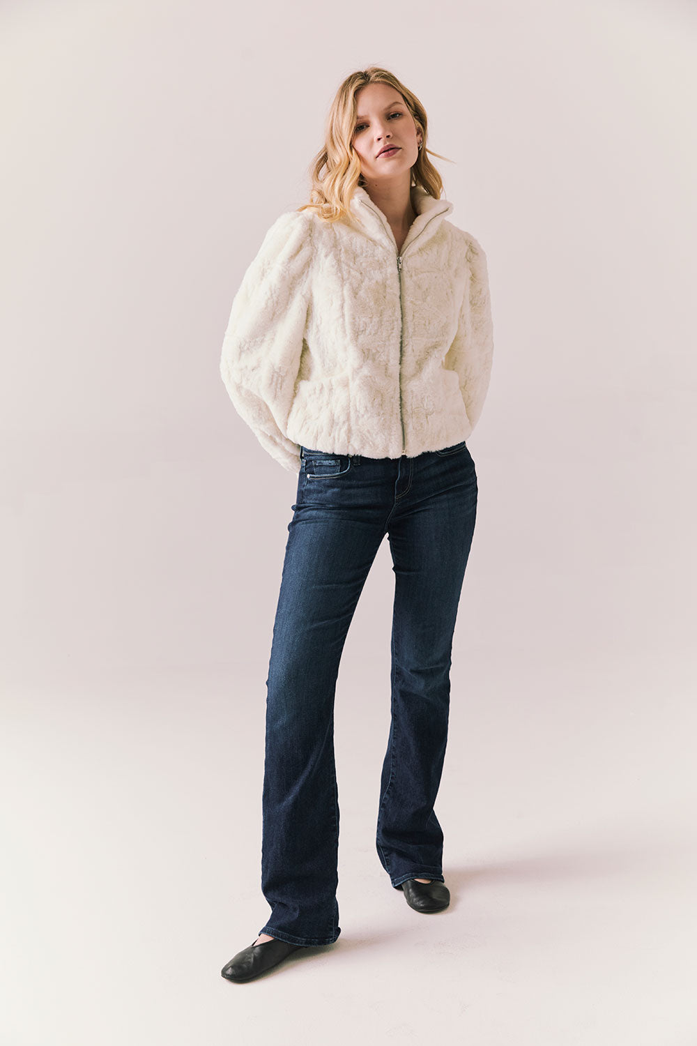 Starry White Puff Sleeve Jacket Womens chaserbrand