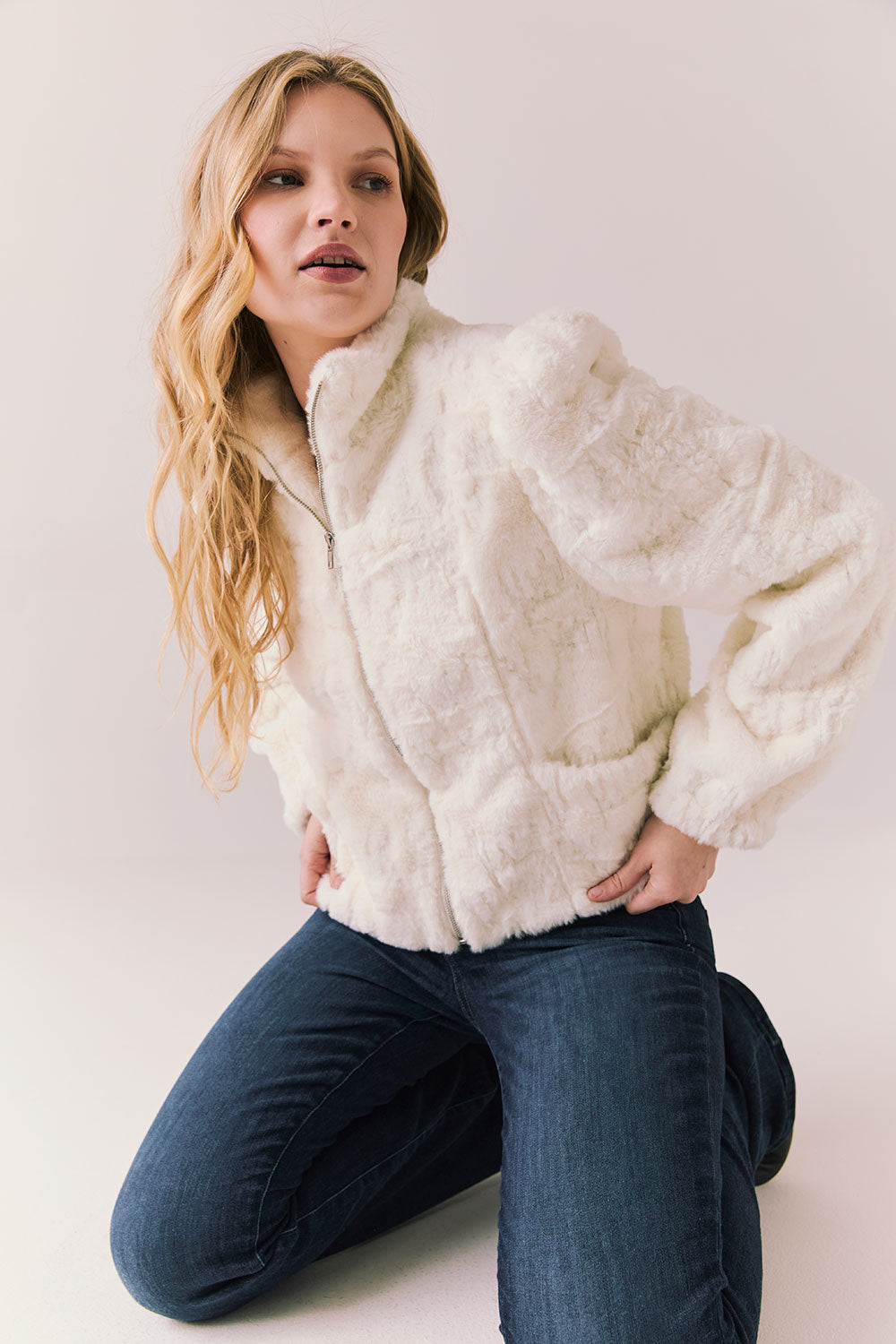Starry White Puff Sleeve Jacket Womens chaserbrand