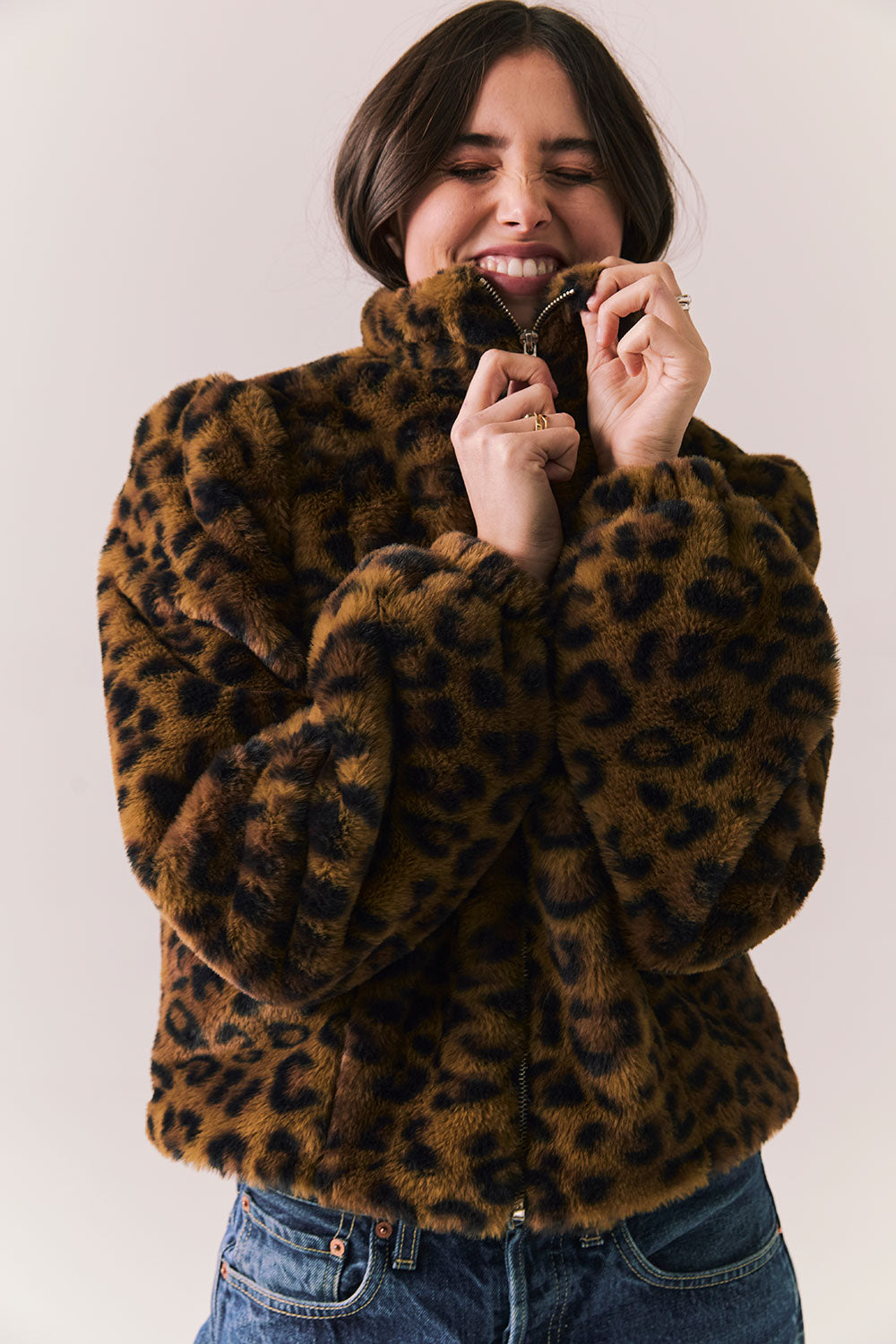 Leopard Puff Sleeve Jacket Womens chaserbrand