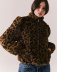 Leopard Puff Sleeve Jacket Womens chaserbrand