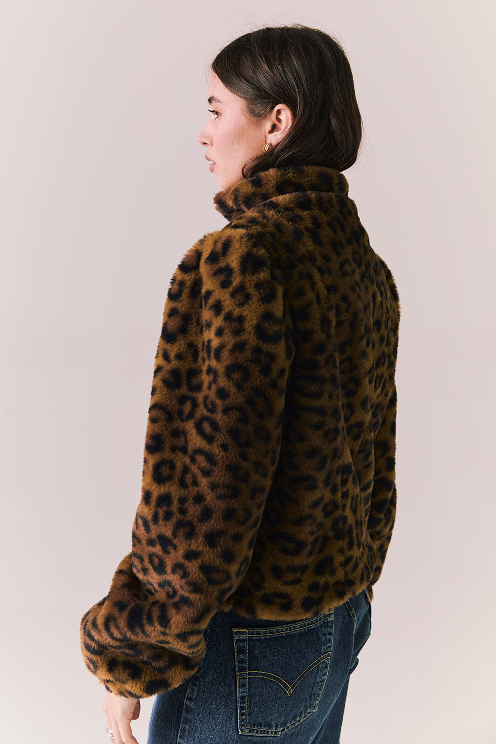 Leopard Puff Sleeve Jacket Womens chaserbrand