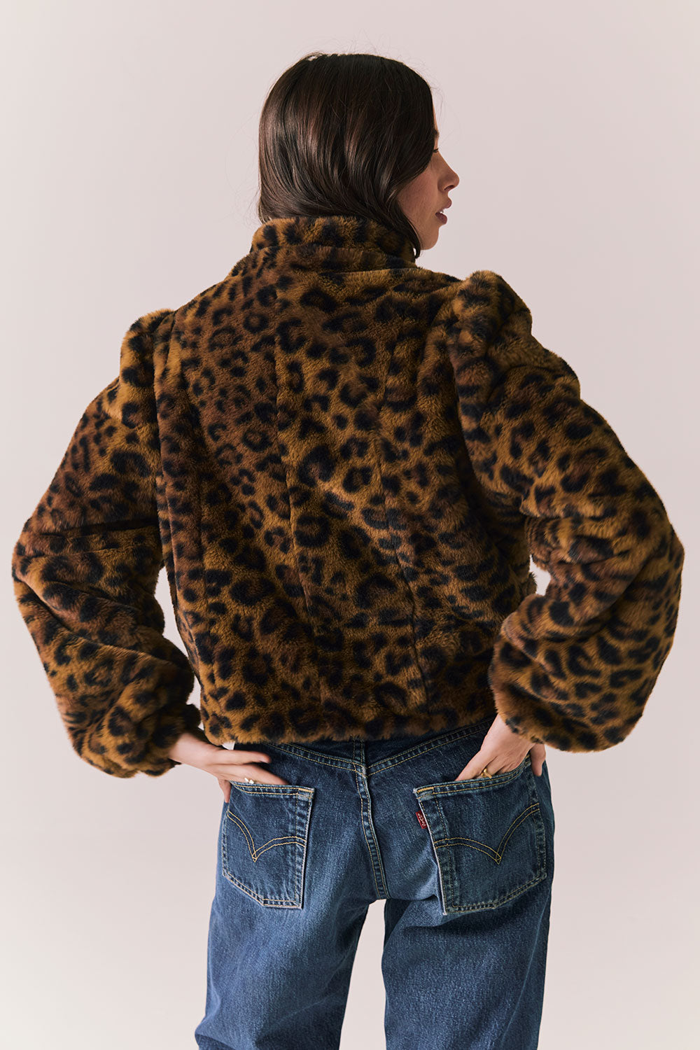 Leopard Puff Sleeve Jacket Womens chaserbrand