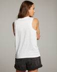 Raw Edge White Muscle Tank WOMENS chaserbrand