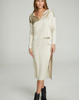 Collared Half Placket Bark White Dolman