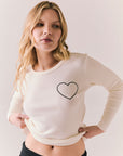 Heart Embroidery Long Sleeve Womens chaserbrand