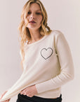 Heart Embroidery Long Sleeve Womens chaserbrand