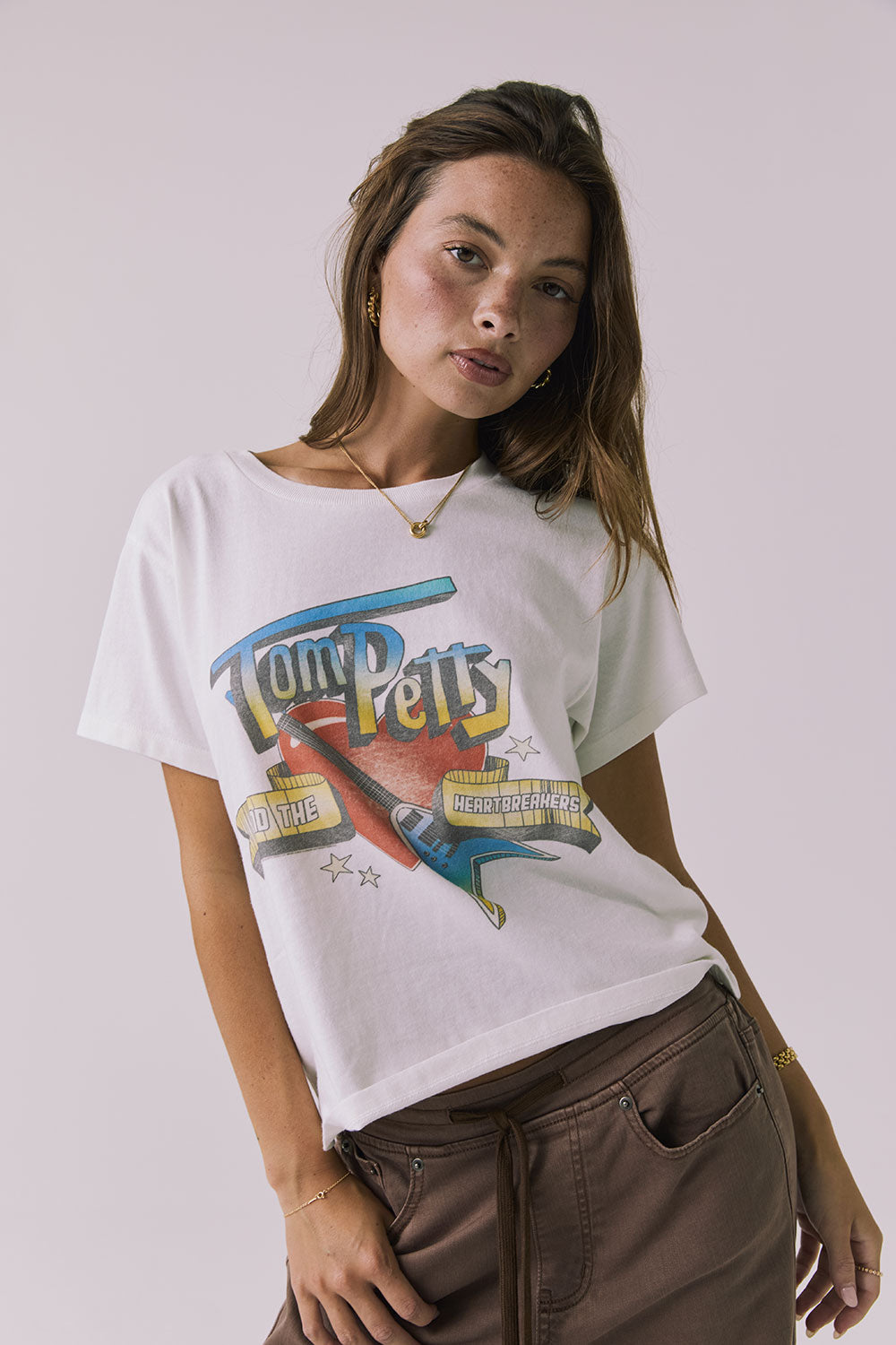 Chaser Tom Petty 1980 Tour Tee in White featuring a vintage front graphic from a licensed band collaboration with Tom Petty and the Heartbreakers