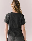Back view of Blondie Heart of Glass tee in black