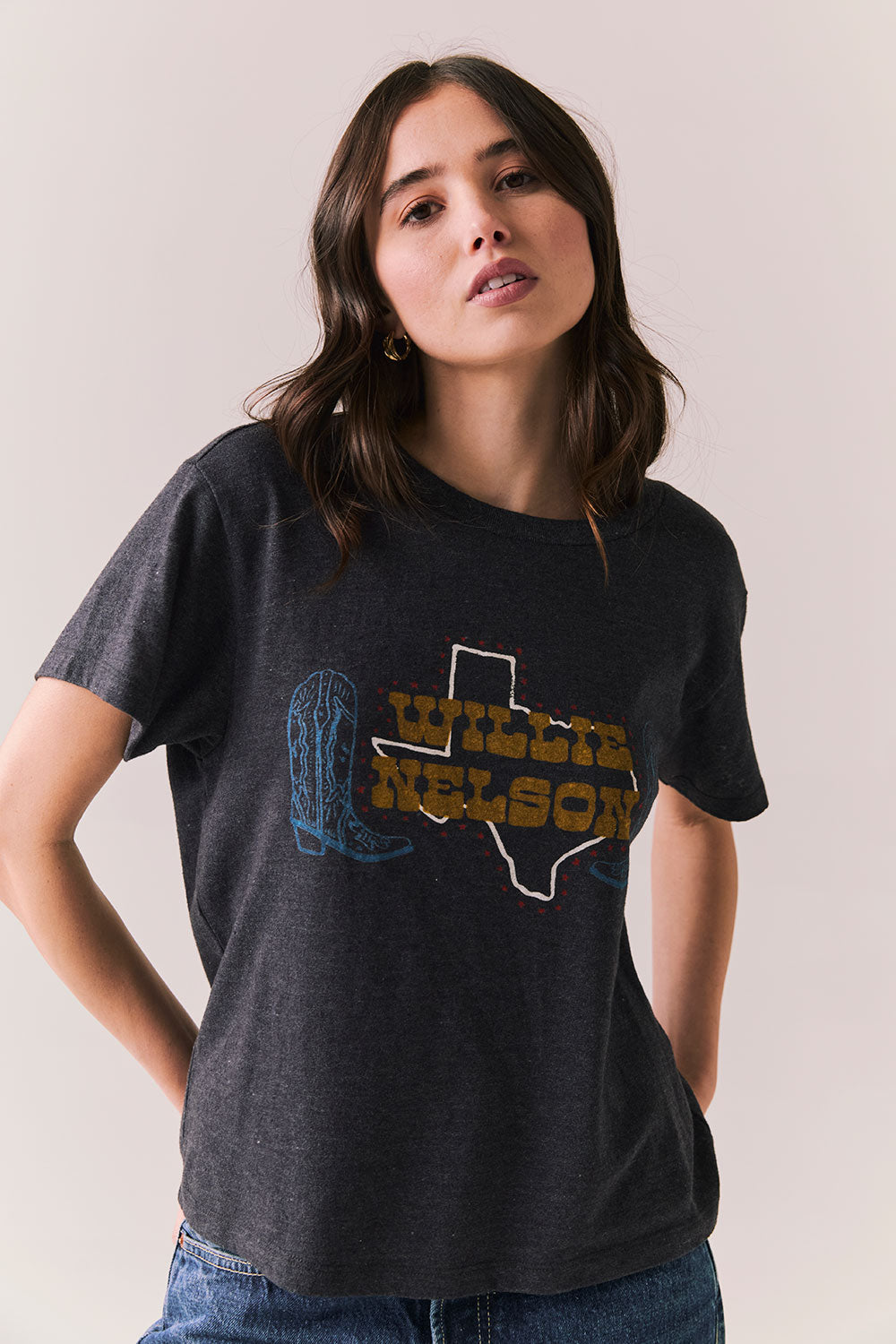 Willie Nelson Texas Boots Tee Womens chaserbrand