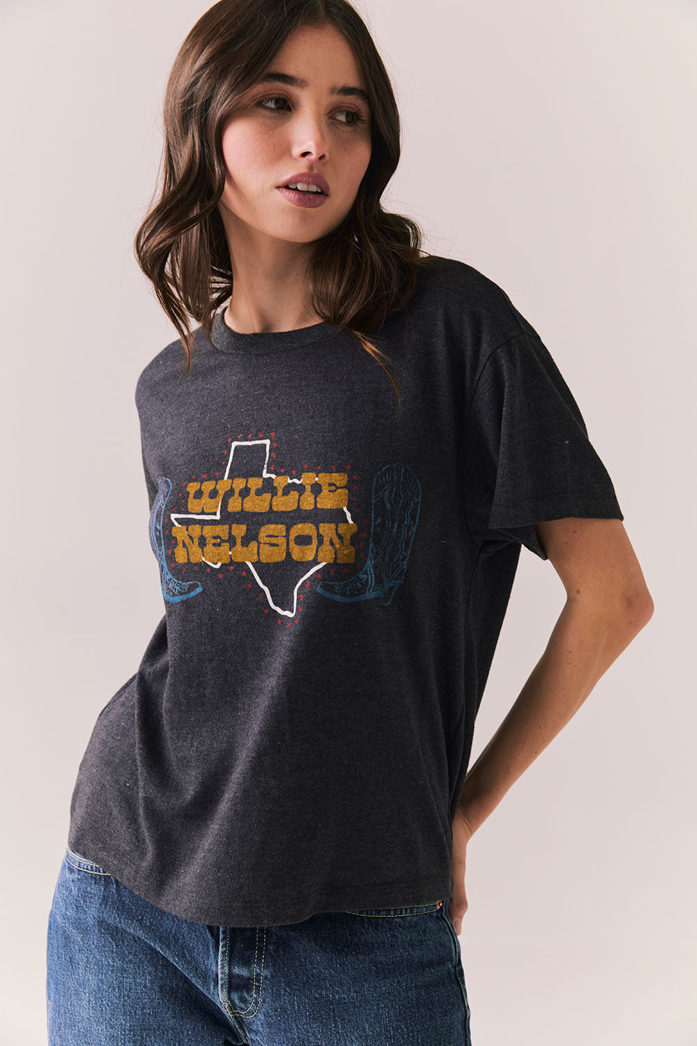 Willie Nelson Texas Boots Tee Womens chaserbrand