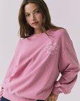 Front view of Chaser's Best Mom Long Sleeve in pink with relaxed fit and soft vintage wash