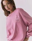 Chaser Best Mom Long Sleeve in pink featuring embroidered Best Mom chest graphic detail