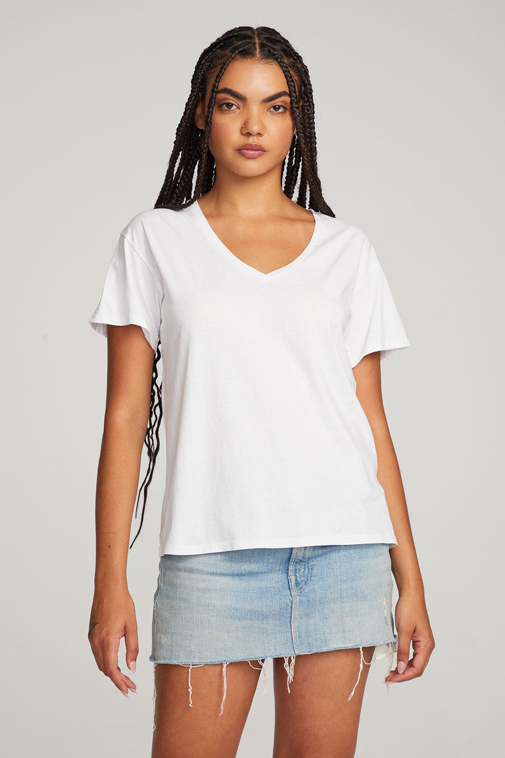 Everyday Essential White V-neck Tee WOMENS chaserbrand