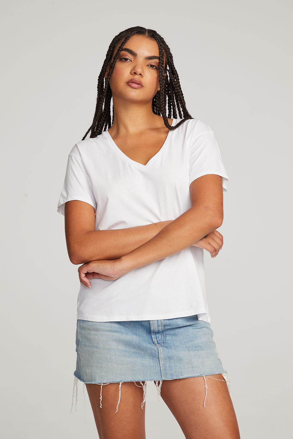 Everyday Essential White V-neck Tee WOMENS chaserbrand