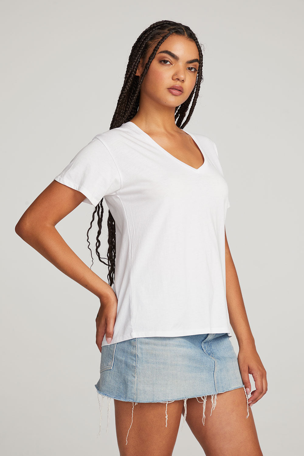 Everyday Essential White V-neck Tee WOMENS chaserbrand