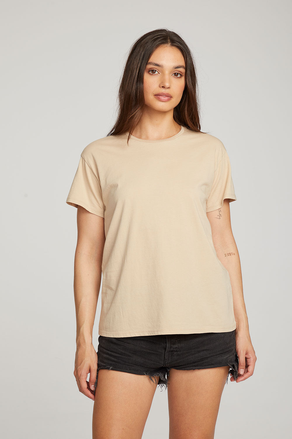 Everyday Essential Cappuccino Crew Neck Tee WOMENS chaserbrand