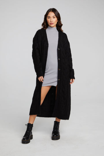 Bridge Black Onyx Long Cardigan WOMENS chaserbrand