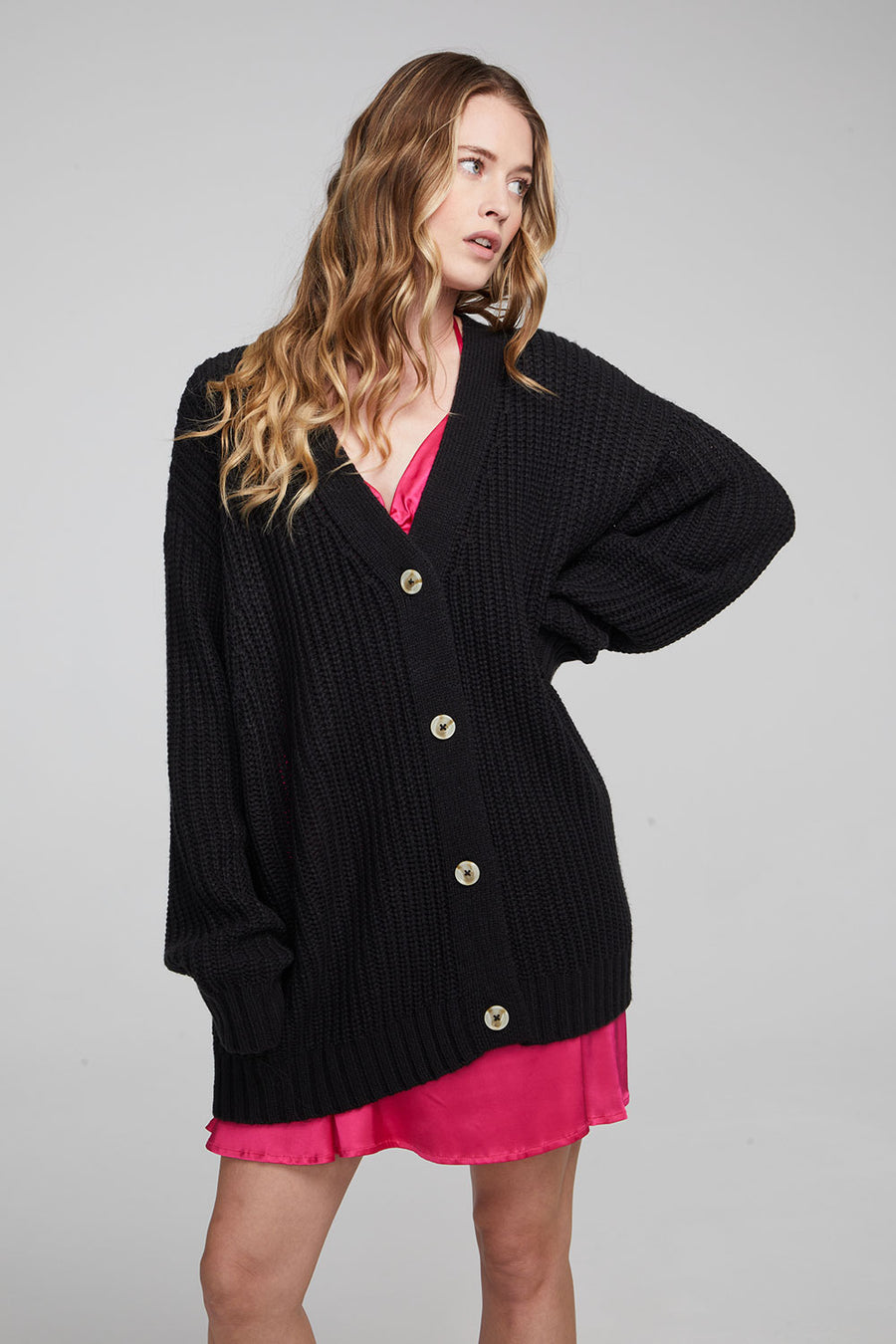 Vibe Shadow Black Cardigan WOMENS chaserbrand