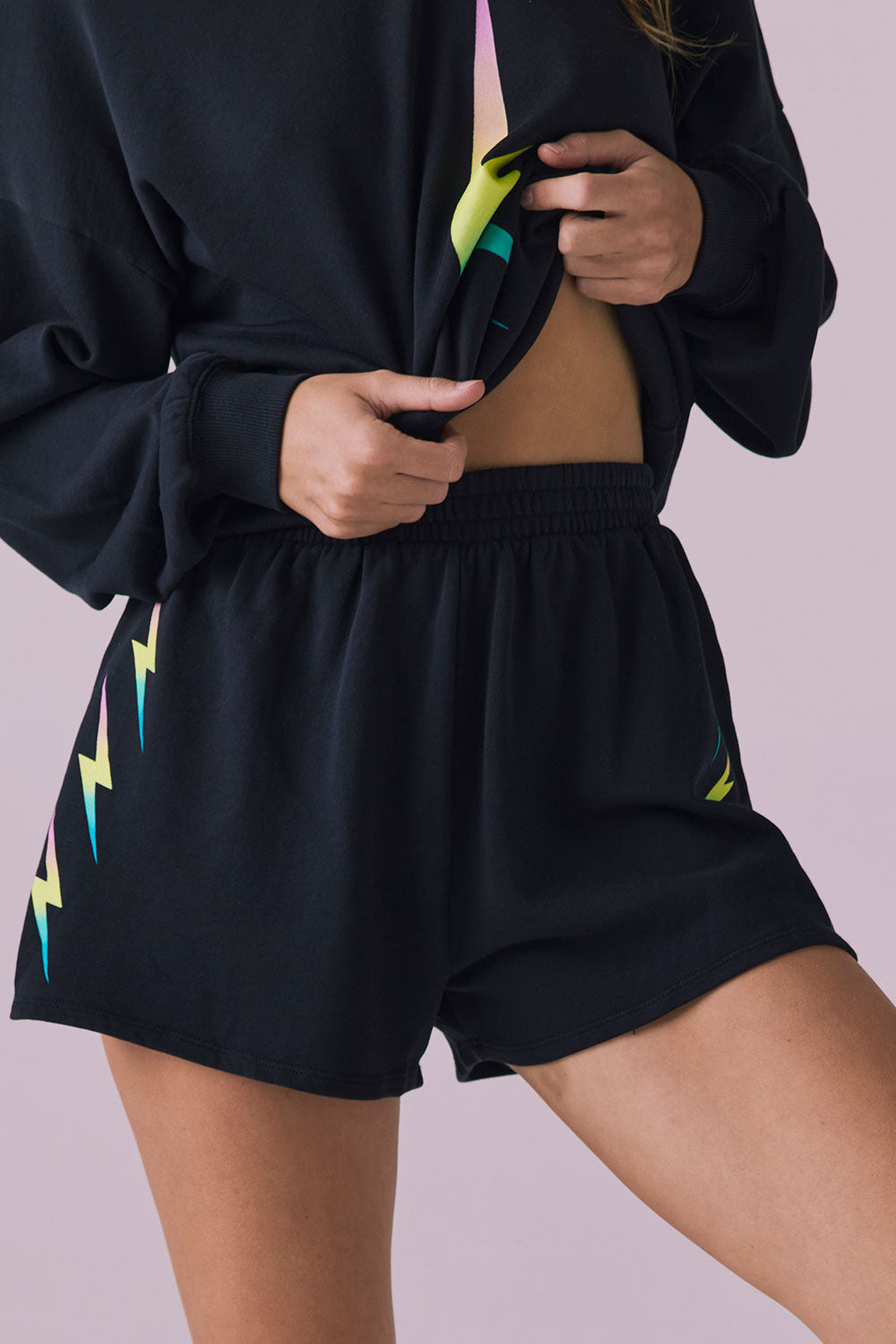 Rainbow Gradient Bolt Shorts Womens chaserbrand