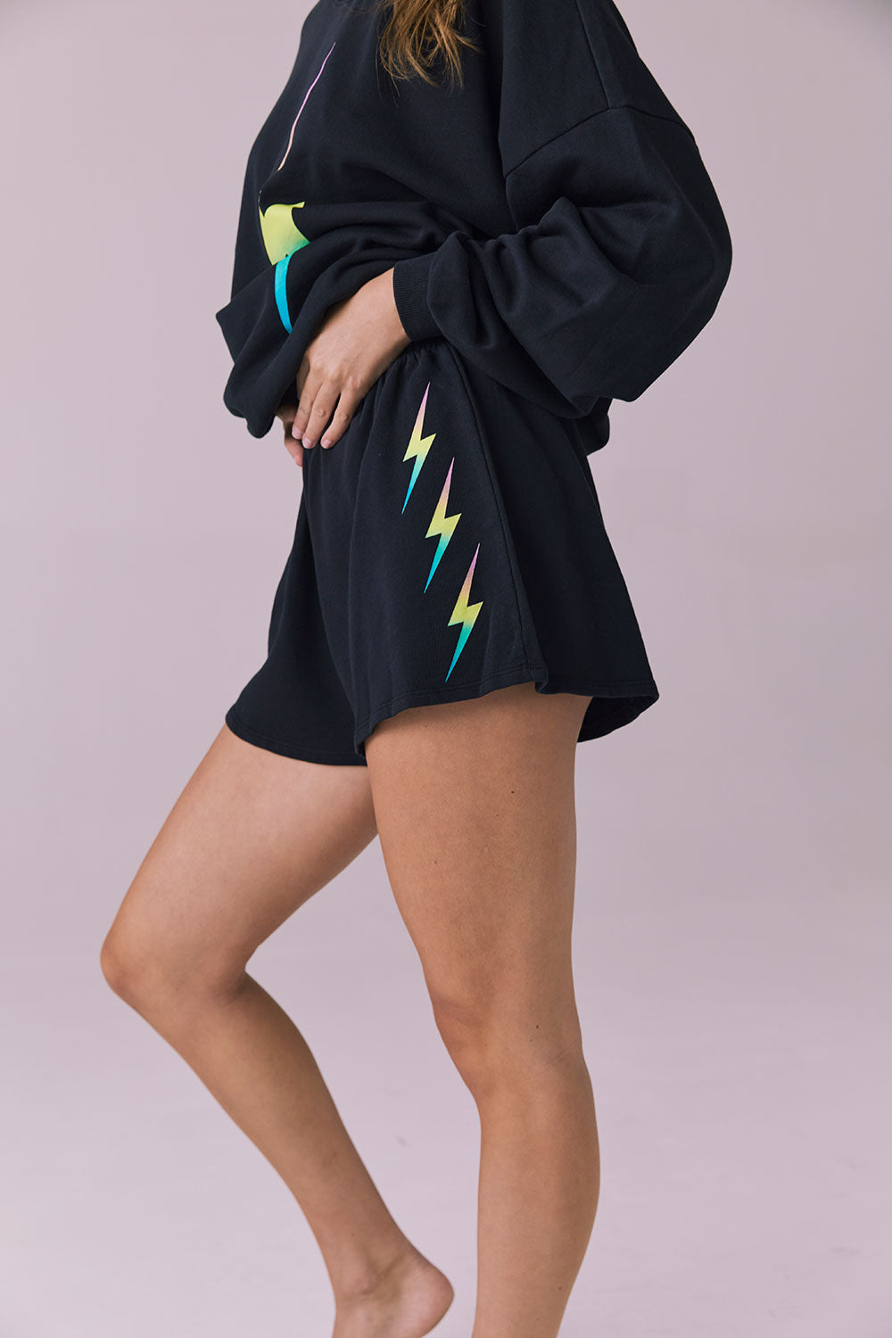 Rainbow Gradient Bolt Shorts Womens chaserbrand
