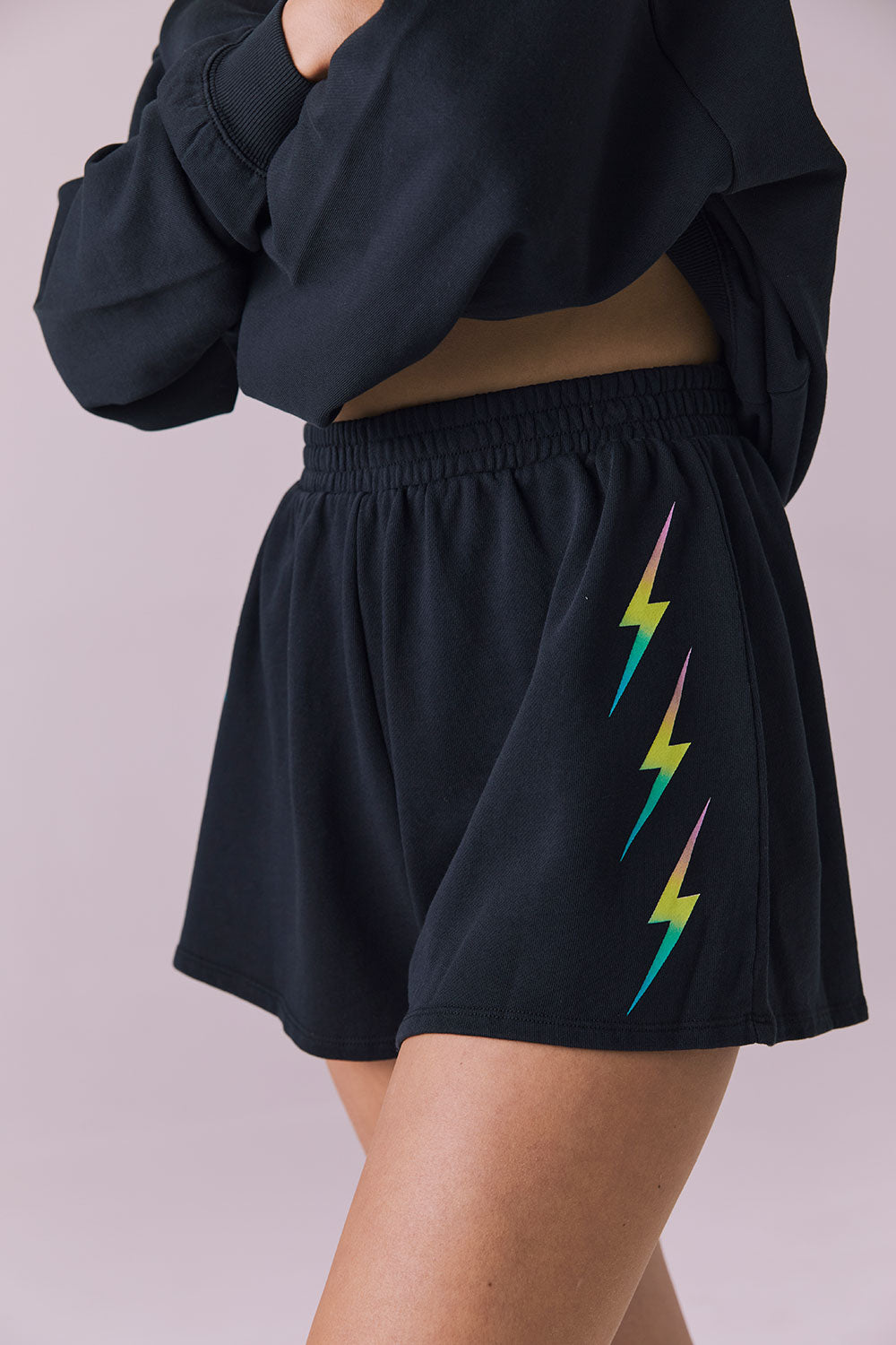 Rainbow Gradient Bolt Shorts Womens chaserbrand