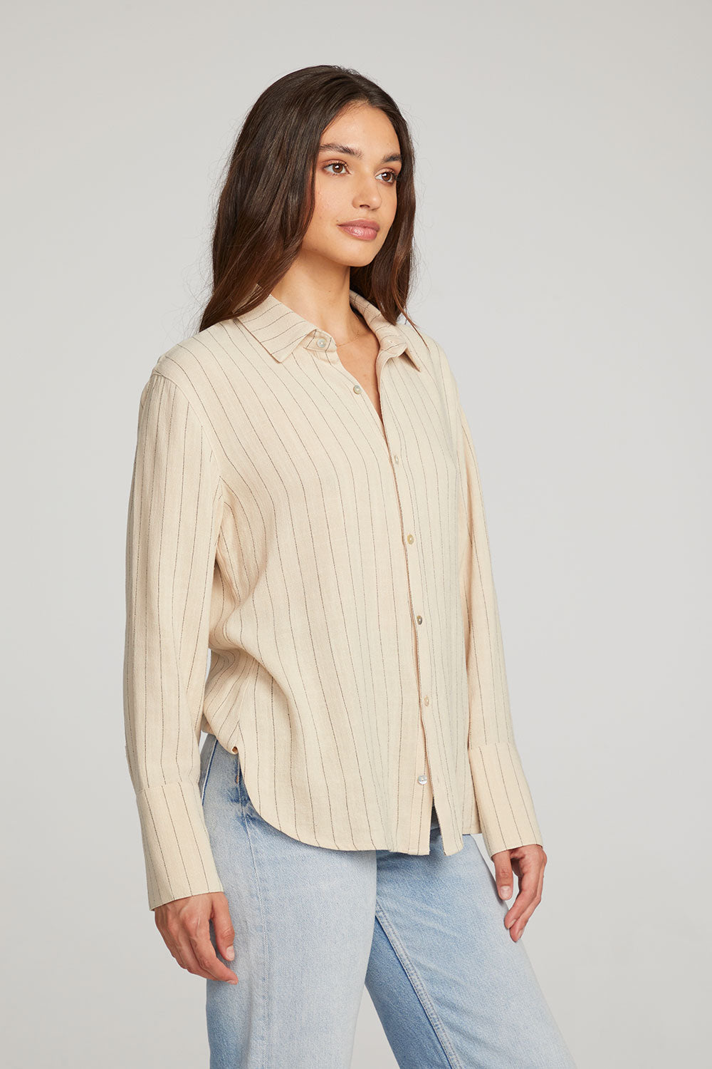 Helena White Pinstripe Button Down WOMENS chaserbrand