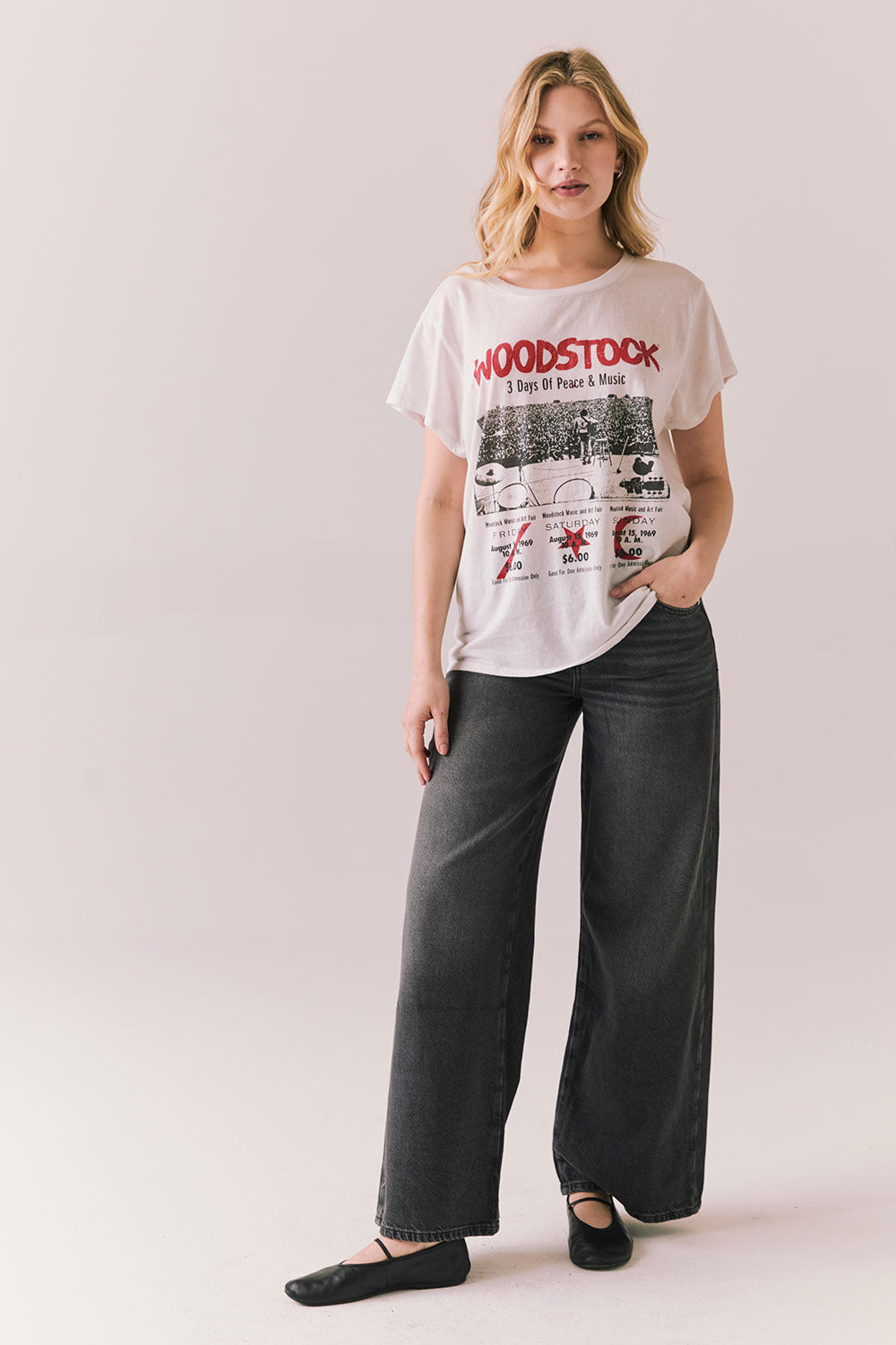 Woodstock Peace And Music Ticket Tee Womens chaserbrand