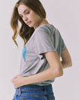 Over shoulder back view of the Chaser Home Run Tee in Heather Grey highlighting the soft fabric drape and clean neckline from the rear angle