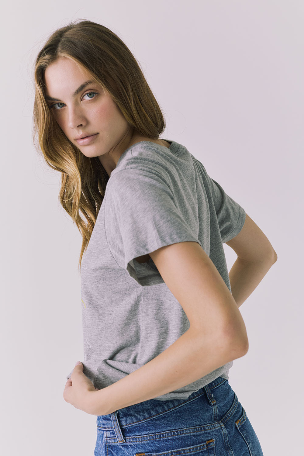 Back view of the Chaser David Bowie Moonlight Tour ’83 Tee in Heather Grey showing a clean solid back and relaxed fit