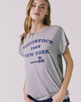 Chaser Woodstock 1969 New York Tee in Heather Grey featuring a licensed band collaboration graphic with vintage festival lettering