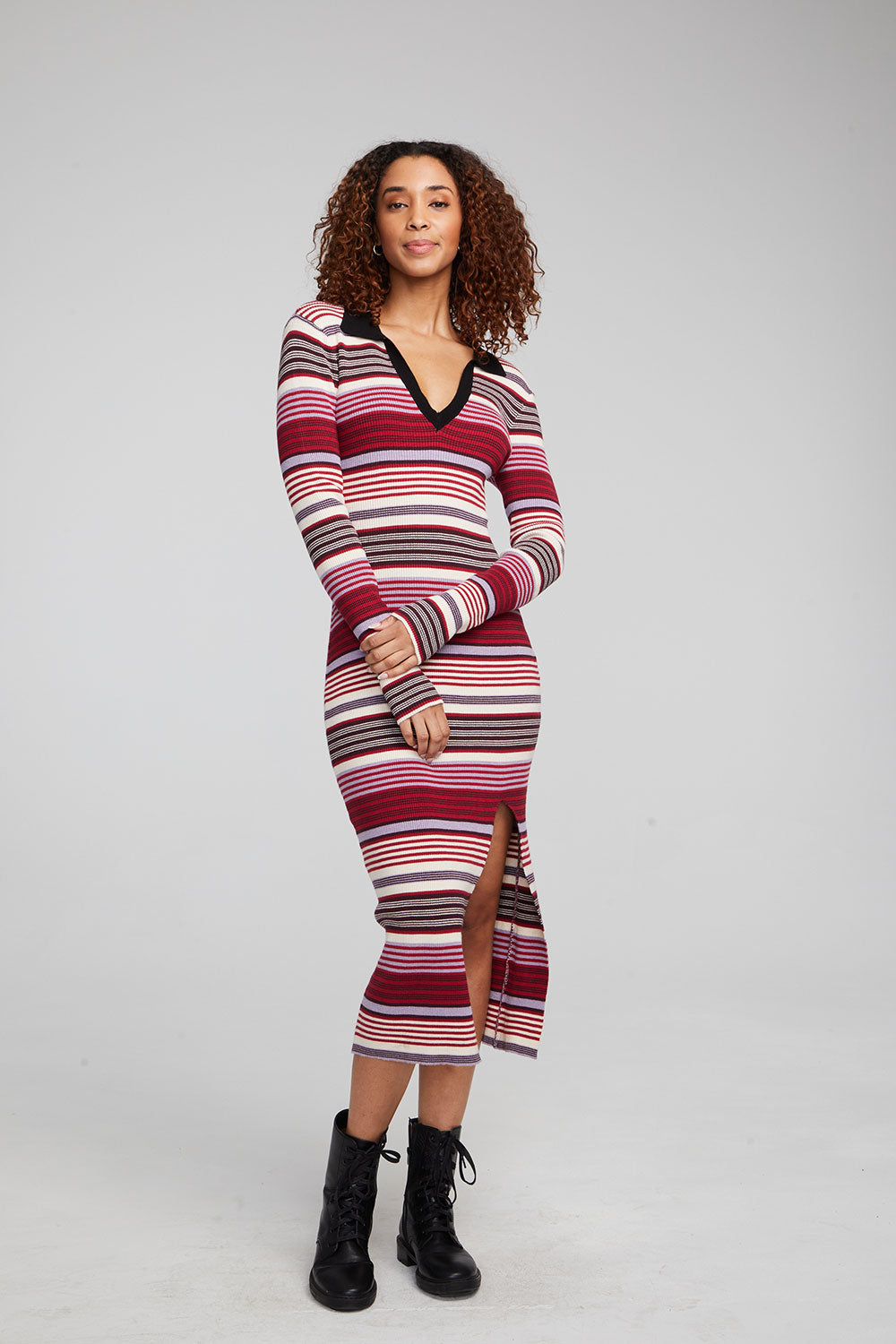 Palm Roxy Stripe Midi Dress WOMENS chaserbrand