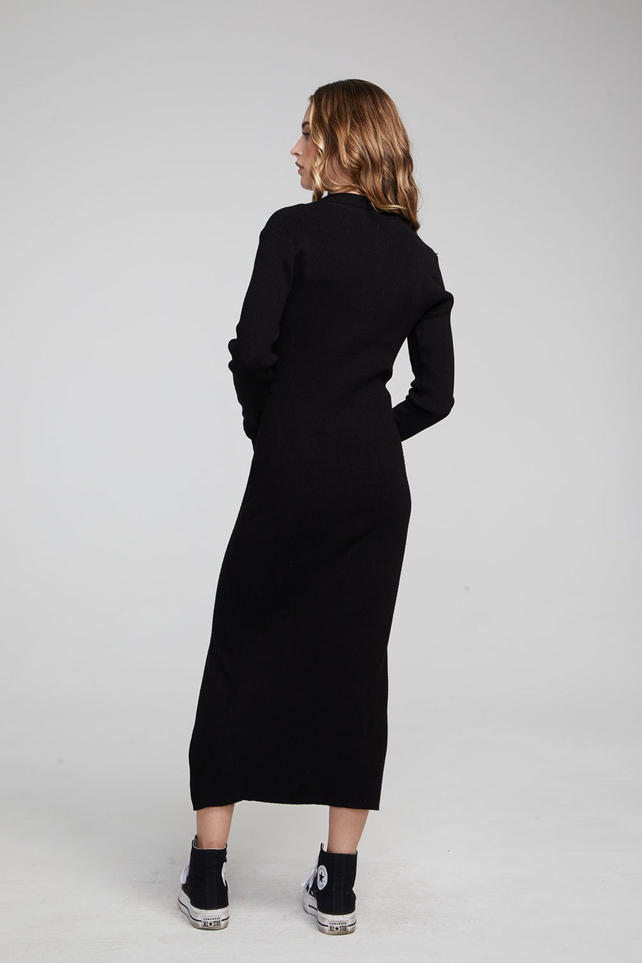 Palm Shadow Black Midi Dress WOMENS chaserbrand